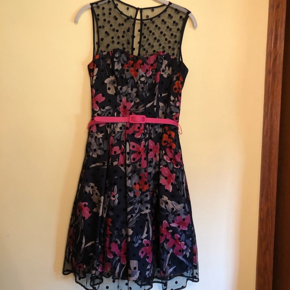Black and Pink Eliza J tea length dress